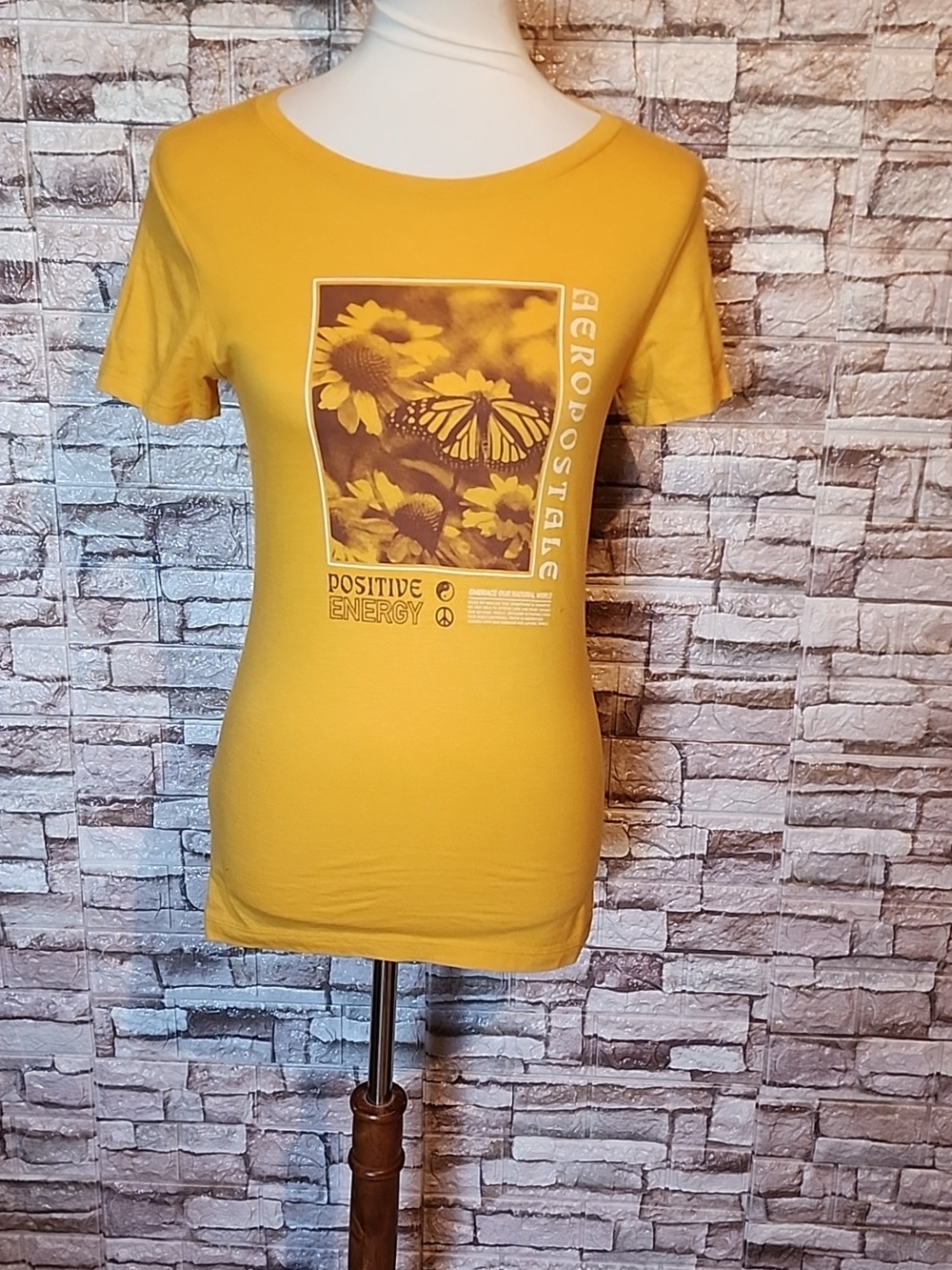 Aeropostale Classic Crew  Mustard Short Sleeves